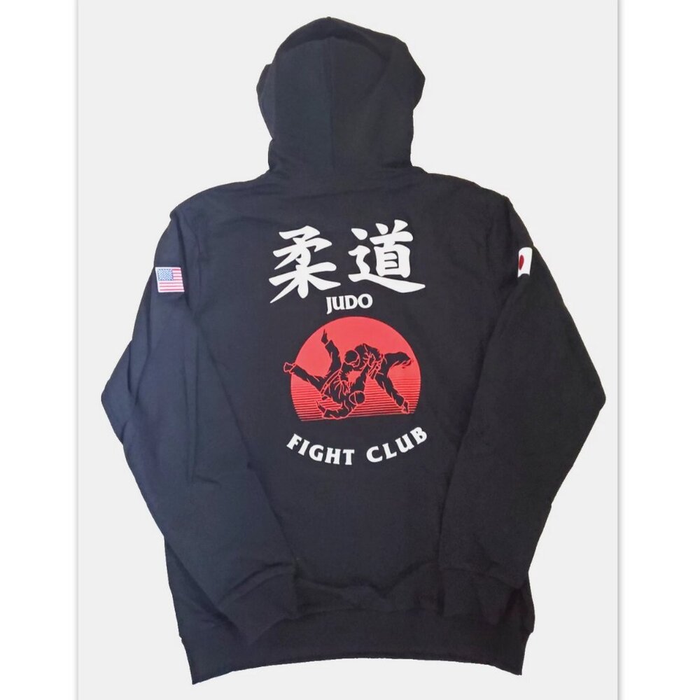 NWT Hoodie Judo Martial Arts Mens Medium Black Sweatshirt Japan Flag USA MMA